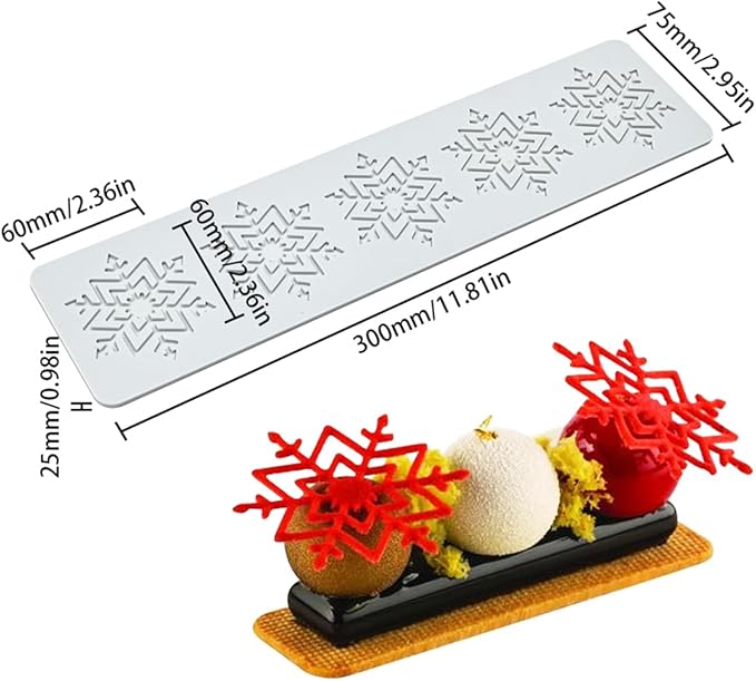 mostsom Silicone Mold 3D Hollow Out Lace Mold 3D Cake Christmas Snowflakes Silicone Mould Fondant Chocolate Stencil Border Bakeware Cake Decorating (M_ Snowflower)