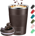 Travel Coffee Mug Spill Proof Leakproof 12 oz Insulated Coffee Mug with Screw Lid, Stainless Steel Vacuum Tumbler Reusable Thermal Coffee Cup to go for Hot and Cold Drinks -380ml, Brown