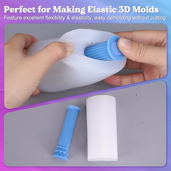 LET'S RESIN Silicone Mold Making Kit 0A, Extra Soft & Elastic Molding Silicone 70.5oz, Liquid Silicone for Mold Making Platinum Cure, Ideal for 3D Silicone Molds, Candle Molds, Soap Molds, Resin Molds