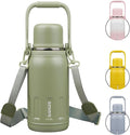 BJPKPK 27oz Insulated Thermos Water Bottle with Lid and Carry Handle BPA Free Stainless Steel Water Bottles for School,Army Green