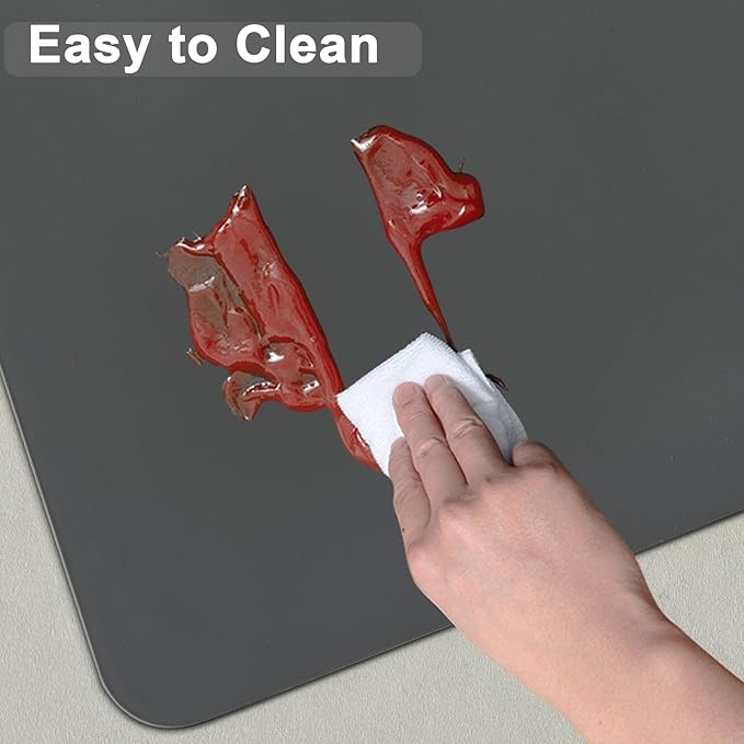 24"x24"(60cmx60cm) Silicone Mat for Kitchen Counter, Heat Resistant Non-Slip Countertop Protector, Waterproof Silicone Craft Mat for Kitchen Island, Dark Gray