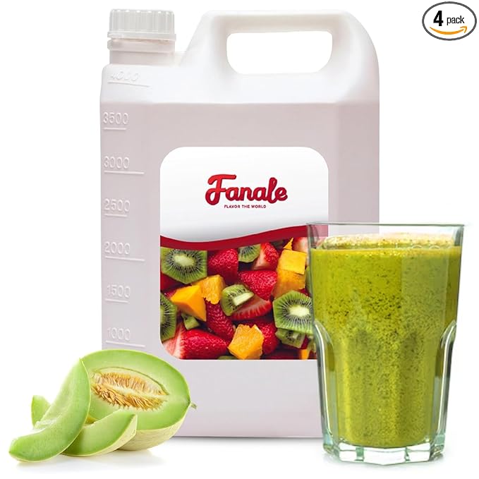 Fanale Premium Flavoring Concentrated Syrup for Bubble Tea 11 lb | Honeydew Flavor Syrup | for Boba Tea, Smoothies, Slushes, Desserts | 11lb | Pack of 4 | SRP070-CS