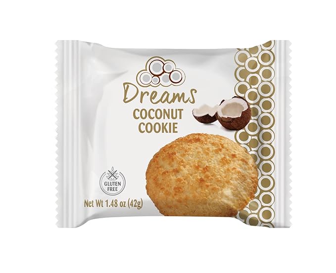 Dreams Coconut Cookies with Peanuts – Healthy, Gluten-Free & Protein Snack | Soft Macaroons | Pack of 4 (1.48oz Each), Total 5.92oz / 168g