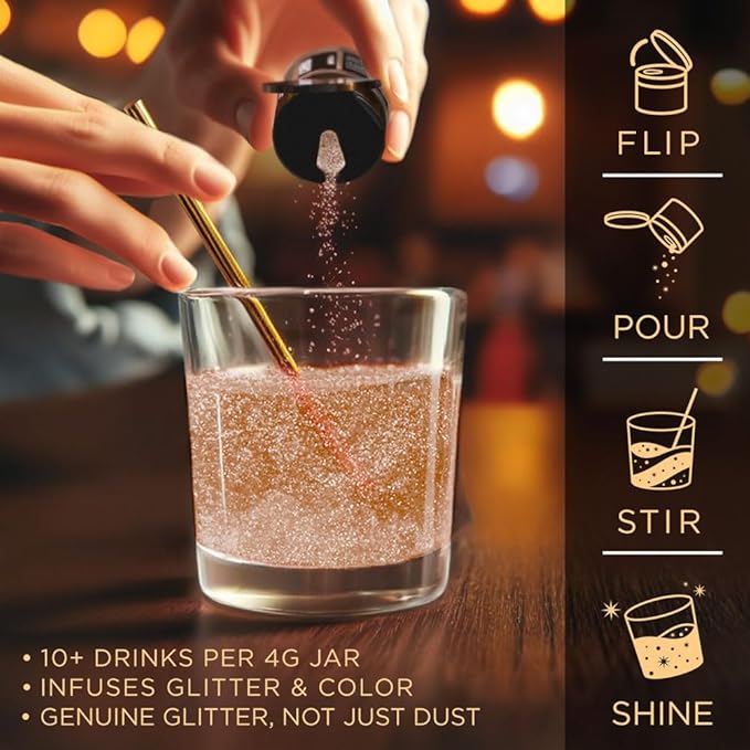 Brew Glitter Copper Edible Drink Glitter 1x 4g Jar for Cocktails, Beer, & Beverages