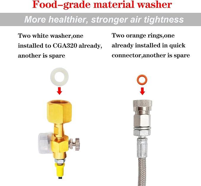 Soda Machine Co2 Adapter with High Pressure Hose,Co2 Tank Direct Adapter to TR21-4 Soda Water Maker,Soda Maker Parts Accessories compatible with Onetouch,Jet,Aqua Fizz, 60inch with Gauge