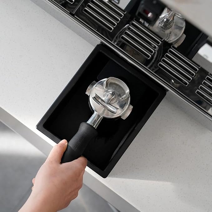 watchget Espresso Knock Box, Coffee Ground Knock Box, Dual Function Storage and Tamping Tool with Non-Slip Base, Made of Durable ABS Plastic, Perfect for Baristas and Coffee Enthusiasts, Black
