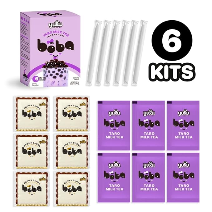 YULU FOODS Instant Bubble Pearls for Taro Milk Tea with Brown Sugar Flavor – 6 Servings