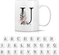 Retreez Initial A-Z Floral Botanical Bouquet Alphabet Monogrammed Monogram Mug 11 Oz Ceramic Tea Coffee Mugs - Appreciation Thank You Wedding Birthday Gifts for her friend coworker sister - U Initial