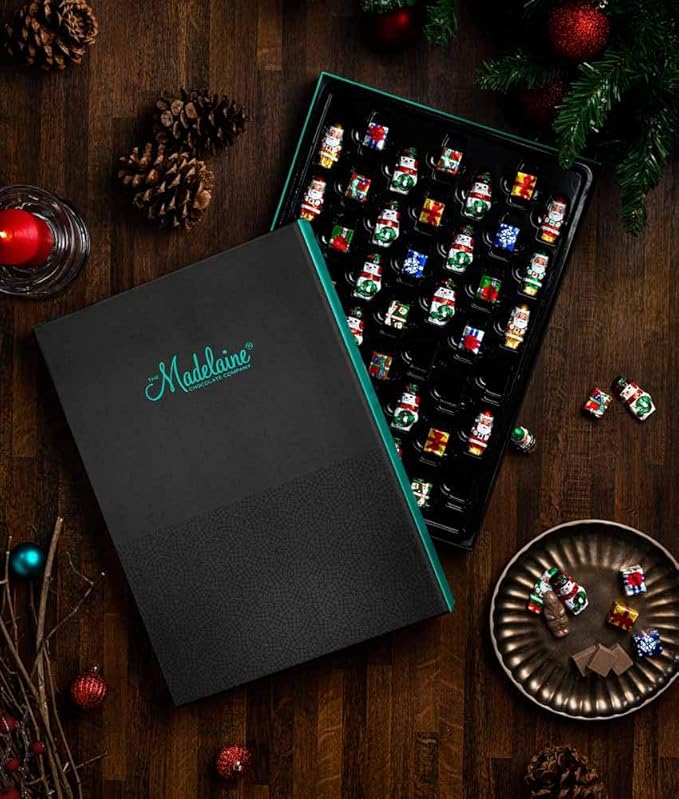 Premium Madelaine Chocolate Gift Box - 45 Assorted Pieces - Rich & Creamy Solid Milk Chocolates - Best Corporate Holiday Gift - Great for Teachers & Coaches - Whimsical Holiday Themed Foil Wrappers