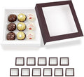 BAKIPACK 12 Truffle Boxes, Chocolates Box, Dark Brown Truffle Gift Packaging with 9-Piece Plastics Tray