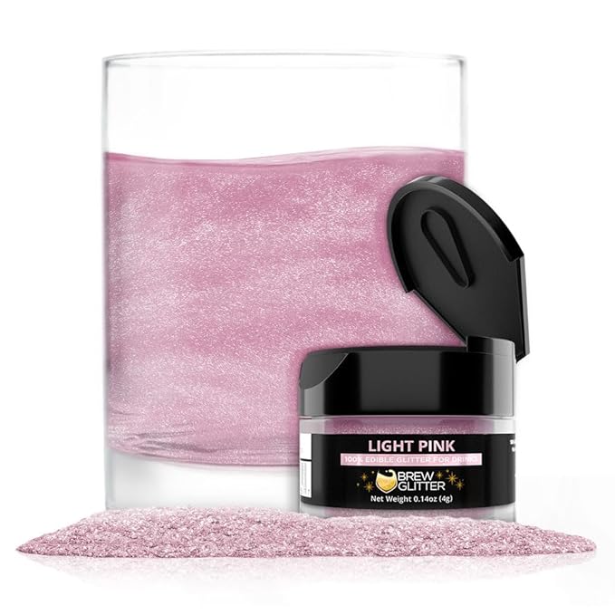 Brew Glitter Light Pink Edible Drink Glitter 1x 4g Jar for Cocktails, Beer, & Beverages