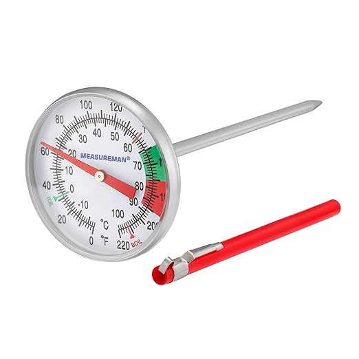 MEASUREMAN Instand Read 2” Dial 0~220℉/℃，Milk Thermometer，Milk Foam，Coffee Drinks Thermometer（2Pack）