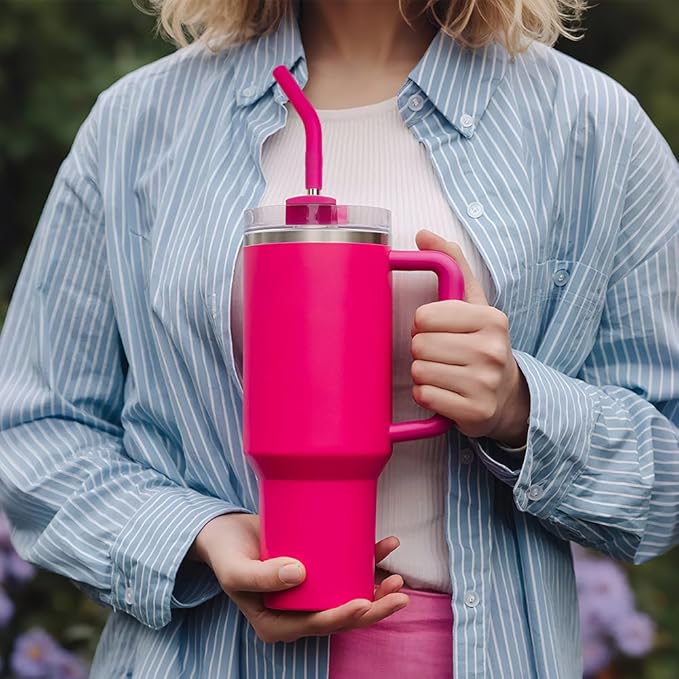 Metal Straw for Stanley Quencher Cup, Simple Modern, Meoky 40 oz Tumbler, 5 PCS Straight Reusable Stainless Steel Straws with Silicone Tips, Cleaning Brushes