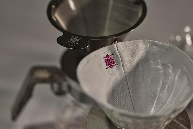 ATHIA Coffee Filter for Hario V60 size01, 100% Cotton Reusable Cone Shape Cloth Filter, for 1-2 Cup Small Pour-over Drippers, Eco-friendly Alternative to Paper Filters