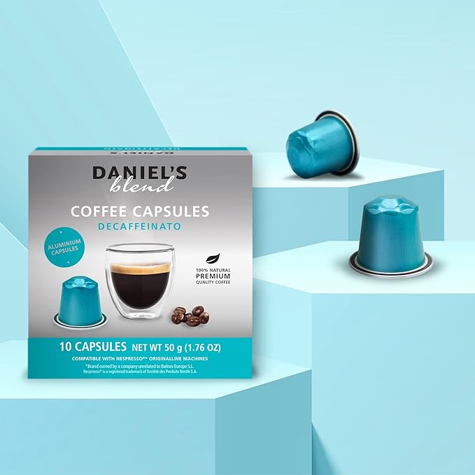 Daniels Blend Espresso Aluminum Capsules Compatible with Nespresso 120 Coffee Pods Single Server Kosher Certified Decaffeinato