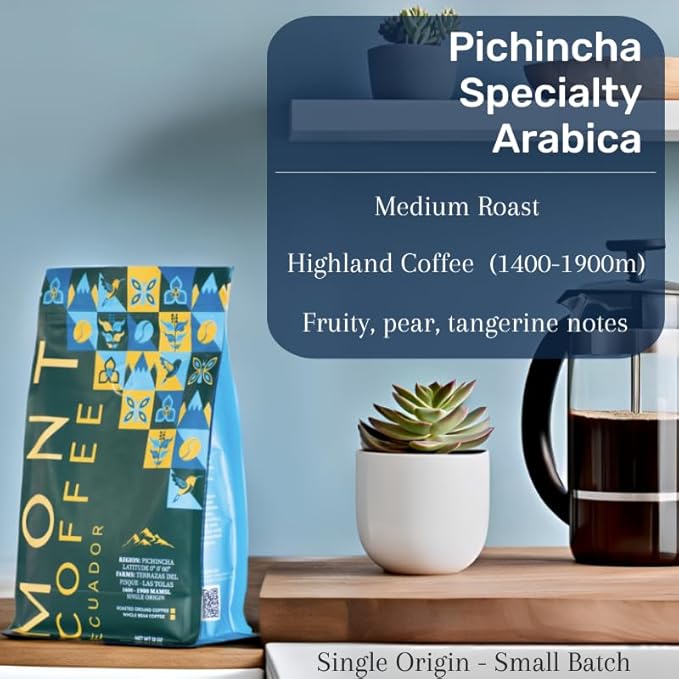 Mont Coffee Ecuador | Pichincha Region | 100% Arabica | Limited Deluxe Coffee | Medium Roast | Premium | Fresh Roast | Sourced Directly from Our Farms | Latitude 0.0'00"
