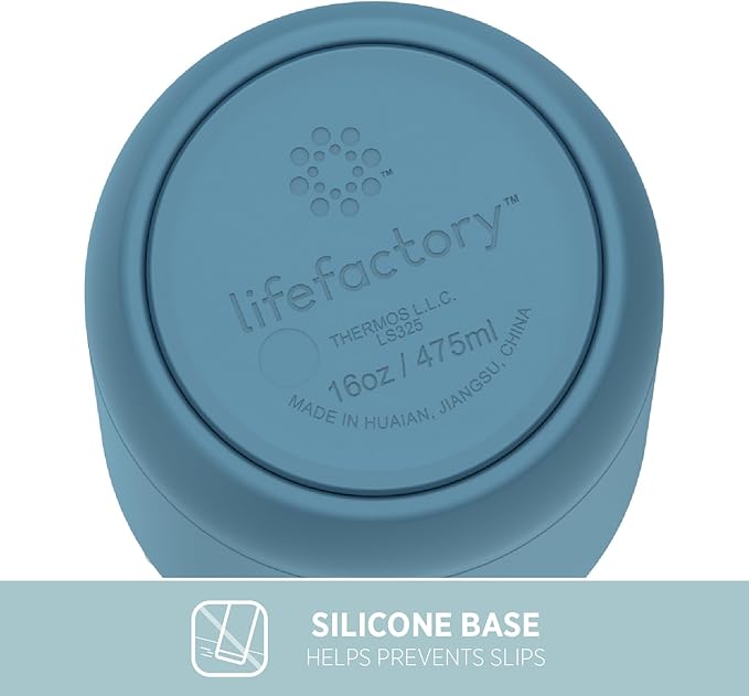 Lifefactory 16-Ounce Stainless Steel Vacuum-Insulated Sport Bottle, Dark Denim