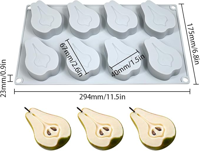 mostsom Pear Shape Silicone Mold 3D Cake Moulds Mousse For Ice Creams Chocolate Pastry Bakeware Dessert Art Pan Cake Mold (H_ Pear)