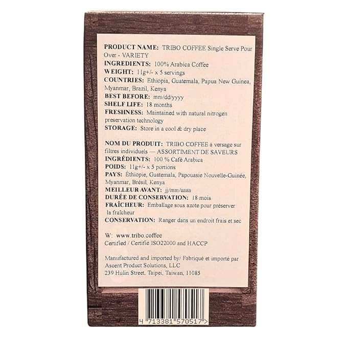 Tribo Coffee Single-Serve Portable Pour Over Drip Coffee - Variety - 5 Servings (Light, Medium & Med-Dark Roast)