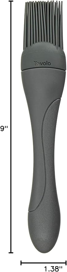 Tovolo Large 9” Heat Resistant Kitchen Silicone Cooking Brush Great for Pastry Baking Basting Sauces Marinades Glazing Oil Brushing Baste Meats Pastries Cakes Desserts, Charcoal Gray