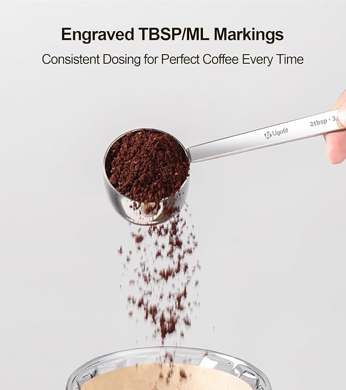 Coffee Scoop, 1 Tbsp Long Handled 304 Stainless Steel Measuring Spoon for Coffee, Tea & Baking, 15ml Precision Scoop, Dishwasher Safe