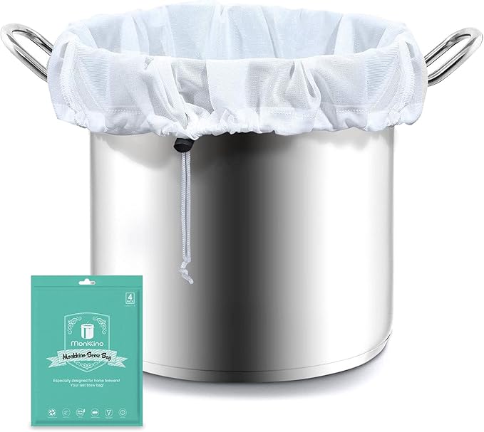 Brew Bags, 4pcs Brew In A Bag, Reusable Wine Straining Bag for Homebrewing, Fine Mesh Bag for Boiling, Durable Bag, Large 22×26 Polyester Strainer Bag