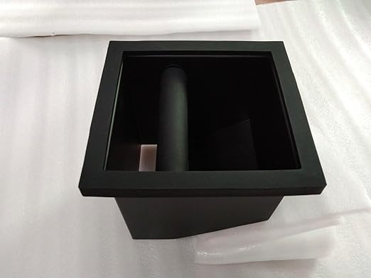 Espresso Coffee Ground Knock Box Chute, Built-in Desktop Waste Bucket, Stainless Steel Bottomless Knocking Residue Box (Trapezoid)