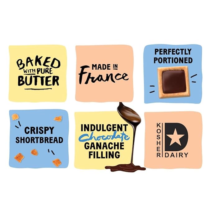 Michel et Augustin Cookies, Individually Wrapped Snacks, 3 Pack, Gourmet Milk Chocolate & Hazelnut Shortbread, 15 French Butter Cookies per bag