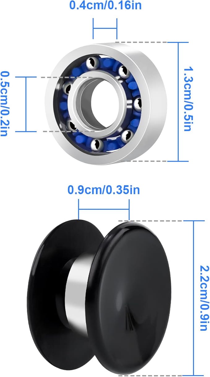 NiArt Fidget Spinner Toy DIY Bearing with Caps Set 22-Pack, MR137 0.5" Single-Sealed Chrome Steel Bearing Balls Replacement High Speed 13mmx7mmx4mm Epoxy Resin Casting Craft Skateboard Stress Reliever