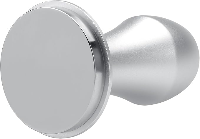 Normcore 58.5mm Coffee Tamper V4.1 with Click Sound Feedback, Espresso Barista Hand Tamper, Spring Loaded Tamper With Flat Base, Anodized Aluminum Handle, Compatible with 58mm Espresso Machine, Silver