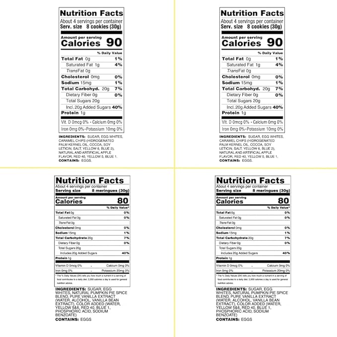 4 Pack Krunchy Melts Original Meringue Cookies | Harvest Season 4-Pack | 2 Caramel Apple, 2 Pumpkin Spice | Only 80-90 Calories Per Serving | Low Fat/Fat Free, Gluten Free, Dairy Free (4 Oz)