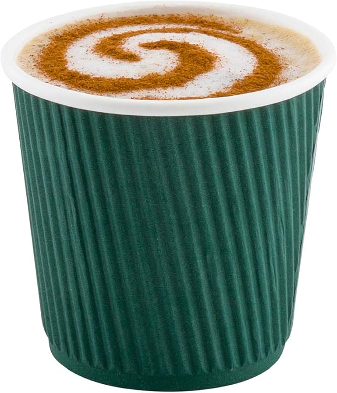 4 oz Forest Green Paper Coffee Cup - Ripple Wall - 2 1/2" x 2 1/2" x 2 1/4" - 500 count box