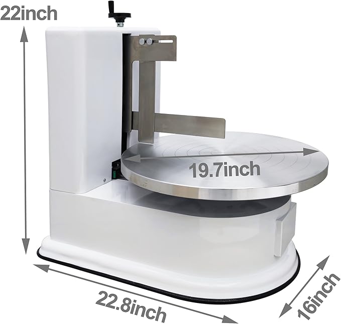 TECHTONGDA Cake Decorating Coating Machine Cream Spreading Automatic Frosting Turntable with Graduated Scraper for 4-16inch Cakes 40-180RPM Rotating Speed White