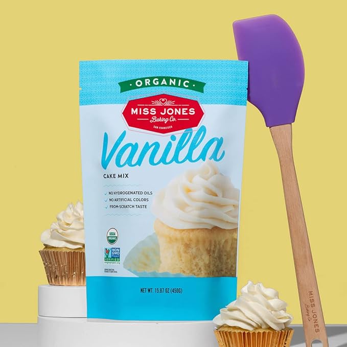 Miss Jones Baking Organic Yellow Cake and Cupcake Mix, Non-GMO, Vegan-Friendly, Moist and Fluffy: Vanilla, (Pack of 3)