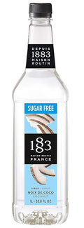 1883 Sugar Free Coconut Syrup for Drinks, Made in France, 1 Liter Plastic Bottle
