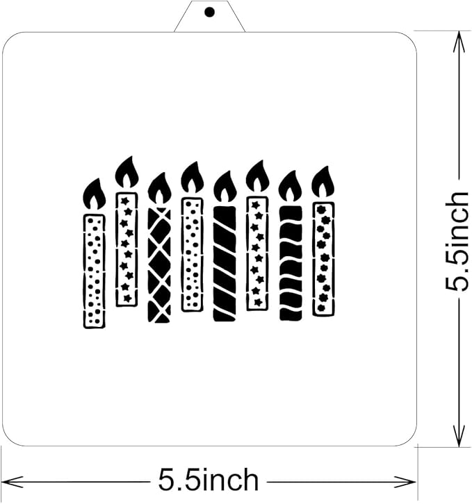 Birthday Cookie Cutter and Stencil Set Bundle Kit PYO Cookies Paint Your Own Diy Bakery Fondant Sugar Happy Birthday Wedding Baby Candle Kids Painting Coloring Pages Comb (Candle)