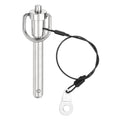 uxcell 1 Pcs Quick Release Pin, 3/8" x 2"(Dia. x L) Push-Button Ball Locking Pin 304 Stainless Steel Ring Handle Locking Pin with Wire for Audio Bimini Top Marine, Silver