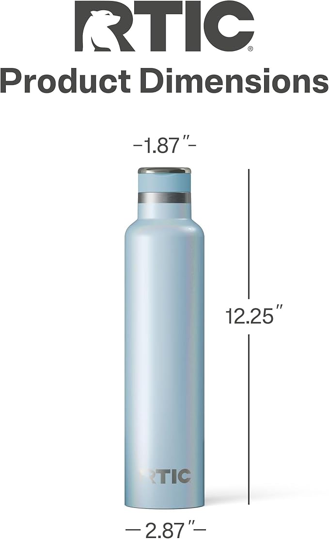 RTIC 26oz Journey Bottle Metal Stainless Steel Vacuum Insulated, BPA Free, Reusable, for Water, Hot and Cold Drinks, Travel, Sports, Camping, RTIC Ice Glitter