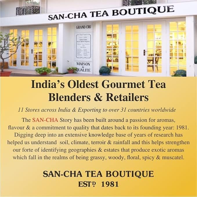 Sancha Tea Boutique Royal Saffron Chai | 30 Pyramid Bags | Masala Chai with Real Kashmiri Saffron & Premium Assam Tea | India’s Famous Spiced Tea