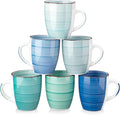 vancasso Bonita 12 Oz Coffee Mugs Set of 6, Ceramic Coffee Cups for Cappuccino, Latte, Tea, Cocoa, Cool Color