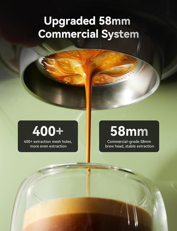 Neretva Espresso Coffee Machine, Professional Espresso Machine with Pressure Gauge 15Bar Retro Espresso Maker with Power Milk Frother Stainless Steel for Home Barista Latte and Cappuccino Maker-Green