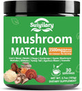 10 Mushroom Matcha Powder with Lion's Mane, Reishi, Mushroom Polysaccharides & More, 3500mg(10:1) Extract, Japanese Ceremonial Matcha for Focus, Energy, Immunity Boost, Memory - 30 Serving