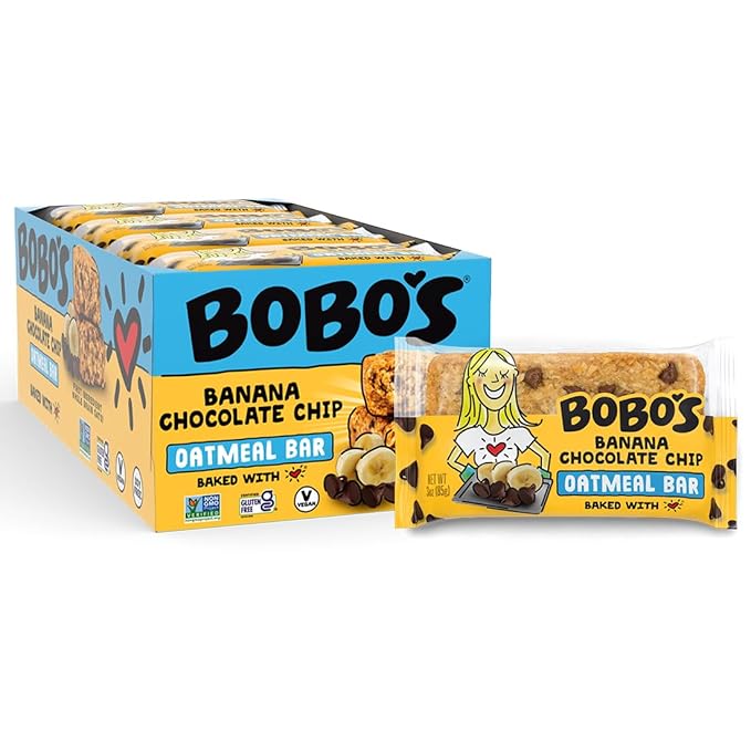 Bobo's Banana Chocolate Chip Oat Bars, Gluten Free, Non-GMO, Whole Grain Oats, Pack of 12 | Snack Bars | On-the-Go | Made with Simple Ingredients