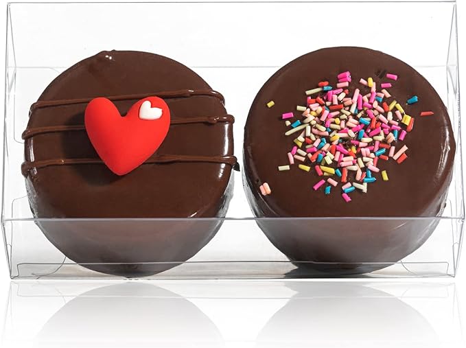 RomanticBaking 37 Pack 4.17" x 2.16" x 1.37" Macaron Boxes for 2 Chocolate Covered Oreo Brownie Truffle Treat Pastry Boxes for Christmas