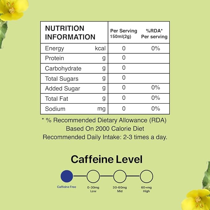BLUE TEA - Mullein Tea - 50 Count - Pyramid Plant Based Tea Bag | Lungs Detox & for Respiratory Support | Herbal Tea - Caffeine Free - Leaf Based - Non-Bitter | Ziplock Pack