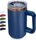 20 oz Insulated Coffee Mug with Lid, Stainless Steel Coffee Tumbler Bulk, Double Wall Vacuum Travel Mug with Handle, Leakproof Powder Coated Coffee Cups for Hot and Cold Drinks (Navy,1 pack)