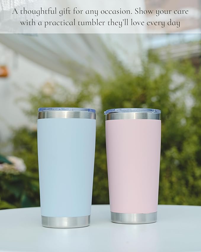 Travel Coffee Tumbler 20oz, 1 Pack Leakproof Travel Coffee Mug with Lid and Straw, Stainless Steel Double Wall Vacuum Insulated Tumbler for Hot/Iced Drinks (Textured Matte, White)