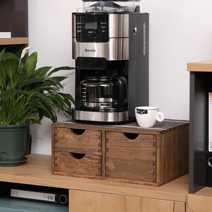 Coffee Pods Storage Drawer Holder for Capsules - Multi Functional Desk Organizer Drawers For K-Cup Coffee Maker Brew - Kitchen Mini Wooden Box Chest Sideboard Counter Organization CF2D3C Dark
