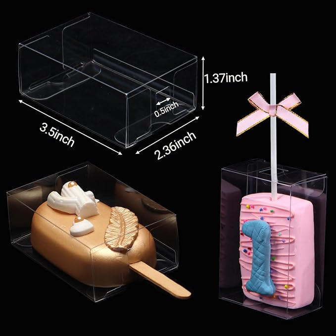50pcs 3.5" x 2.4" x 1.38" Rice Krispie Treat Boxes & Macaron Boxes for Bridal Shower & Birthday Party