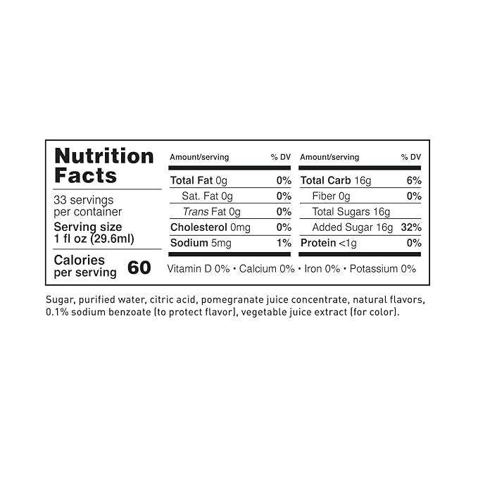 (4-Pack) LAVA Premium Grenadine Syrup, Made with Pomegranate Juice, 100% Sugar, 33.8oz (1-Liter), No Artificial Sweeteners, Flavors, or Colors